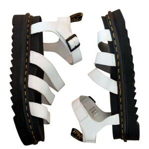 Dr. Martens Blaire Sandals 7 Women's Chunky Leather Buckle Strap white Size 11